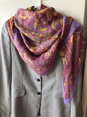 Hermes "Lalbhai" Vintage 140x140cm Mousseline Scarf